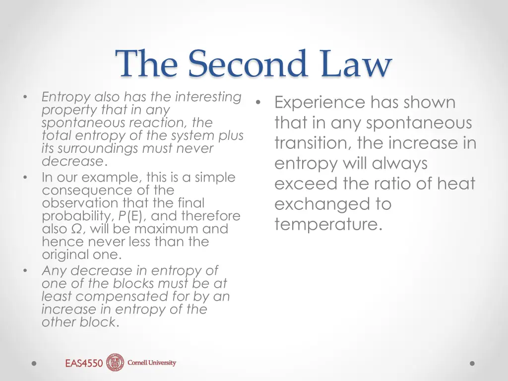 the second law entropy also has the interesting