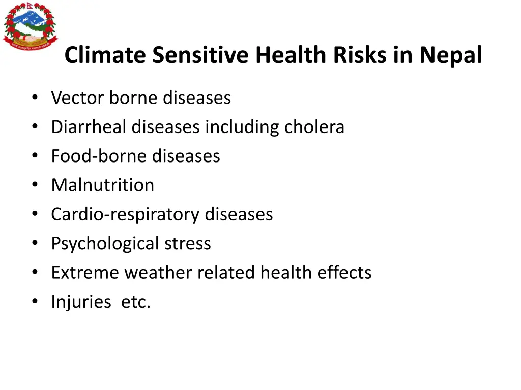 climate sensitive health risks in nepal