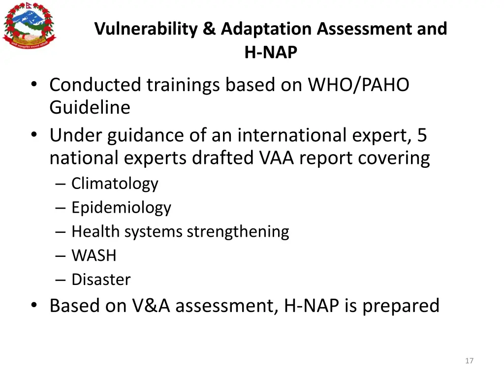 vulnerability adaptation assessment and h nap