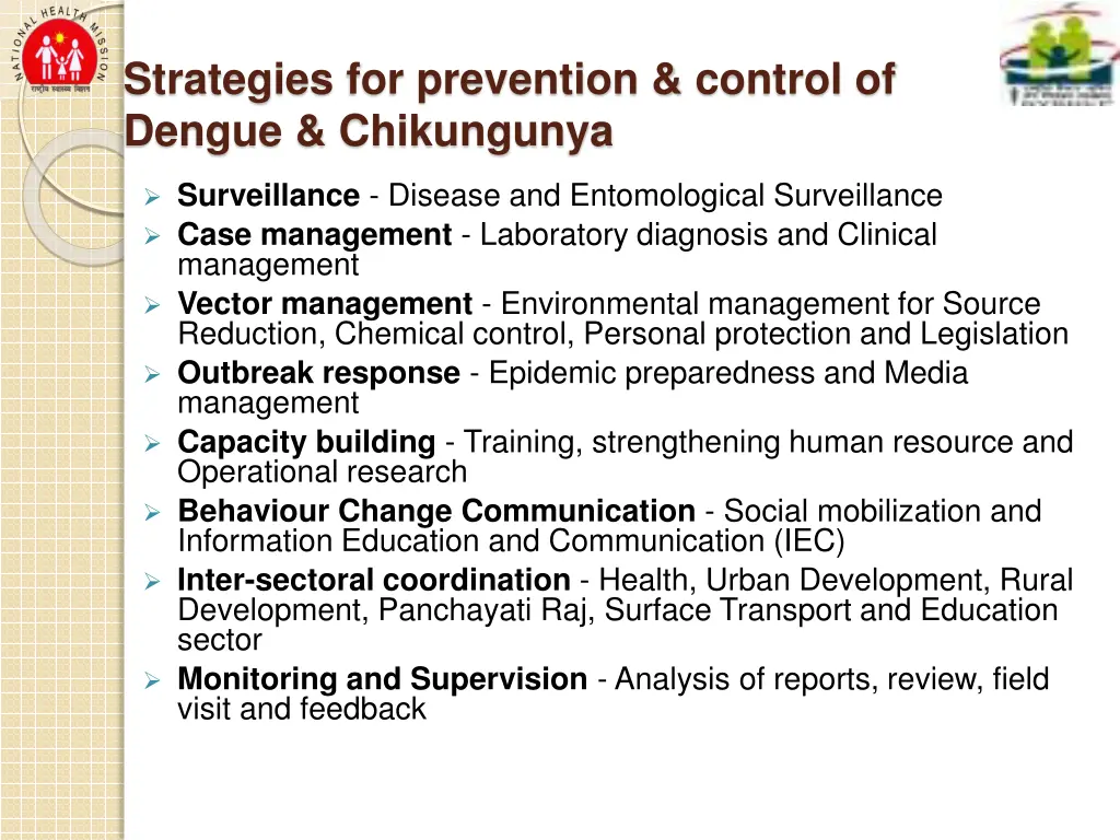 strategies for prevention control of dengue