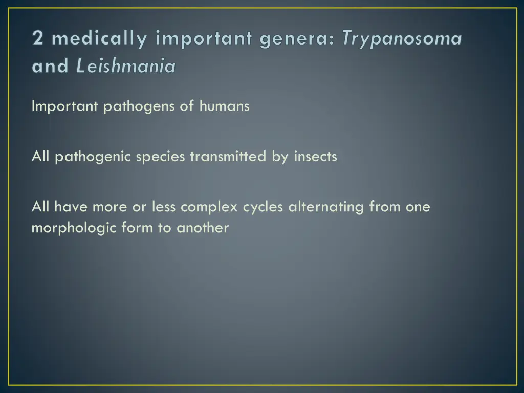 2 medically important genera trypanosoma