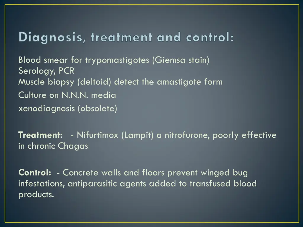 diagnosis treatment and control