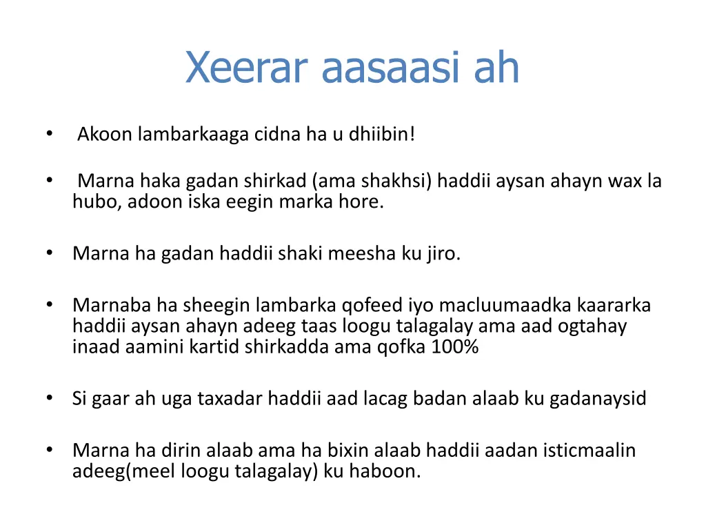 xeerar aasaasi ah