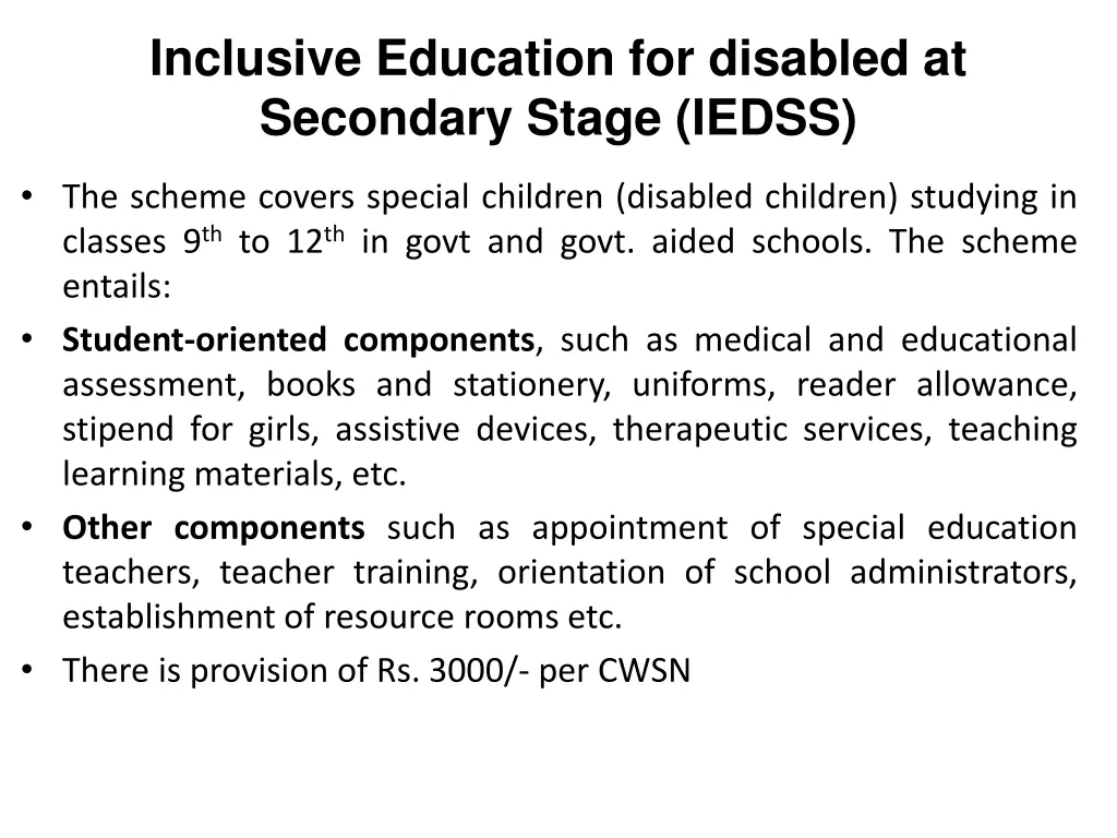 inclusive education for disabled at secondary