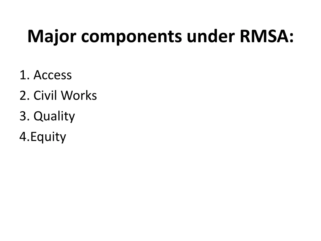 major components under rmsa