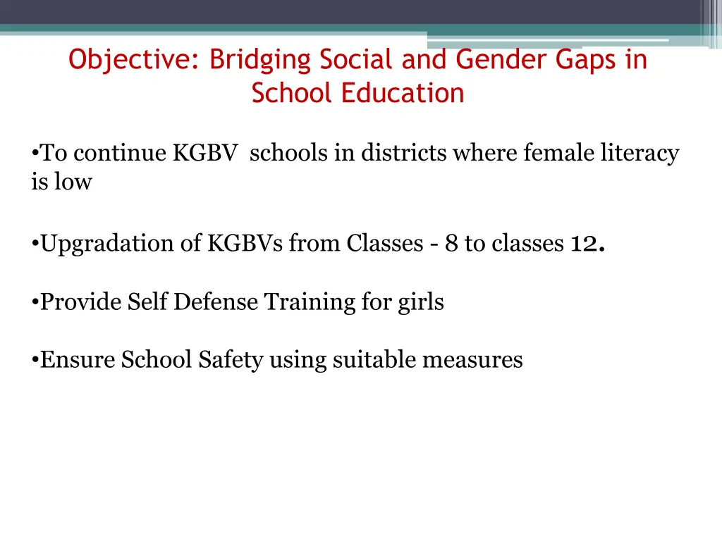 objective bridging social and gender gaps