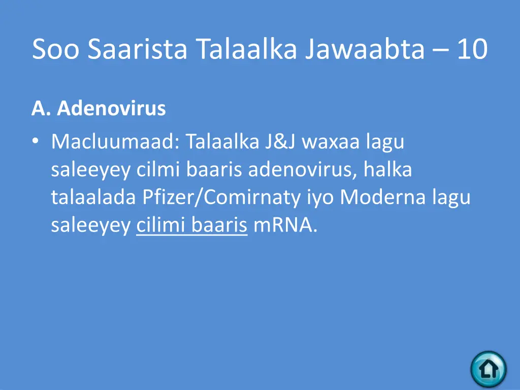 soo saarista talaalka jawaabta 10