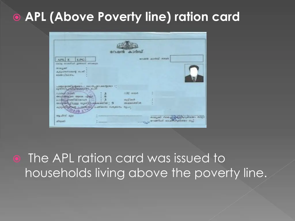 apl above poverty line ration card