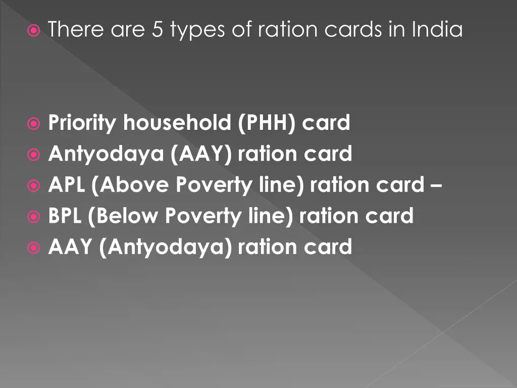 there are 5 types of ration cards in india