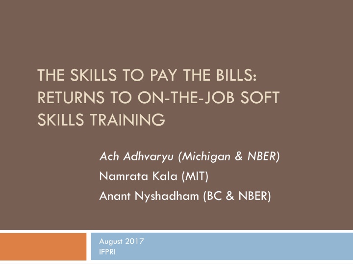 the skills to pay the bills returns