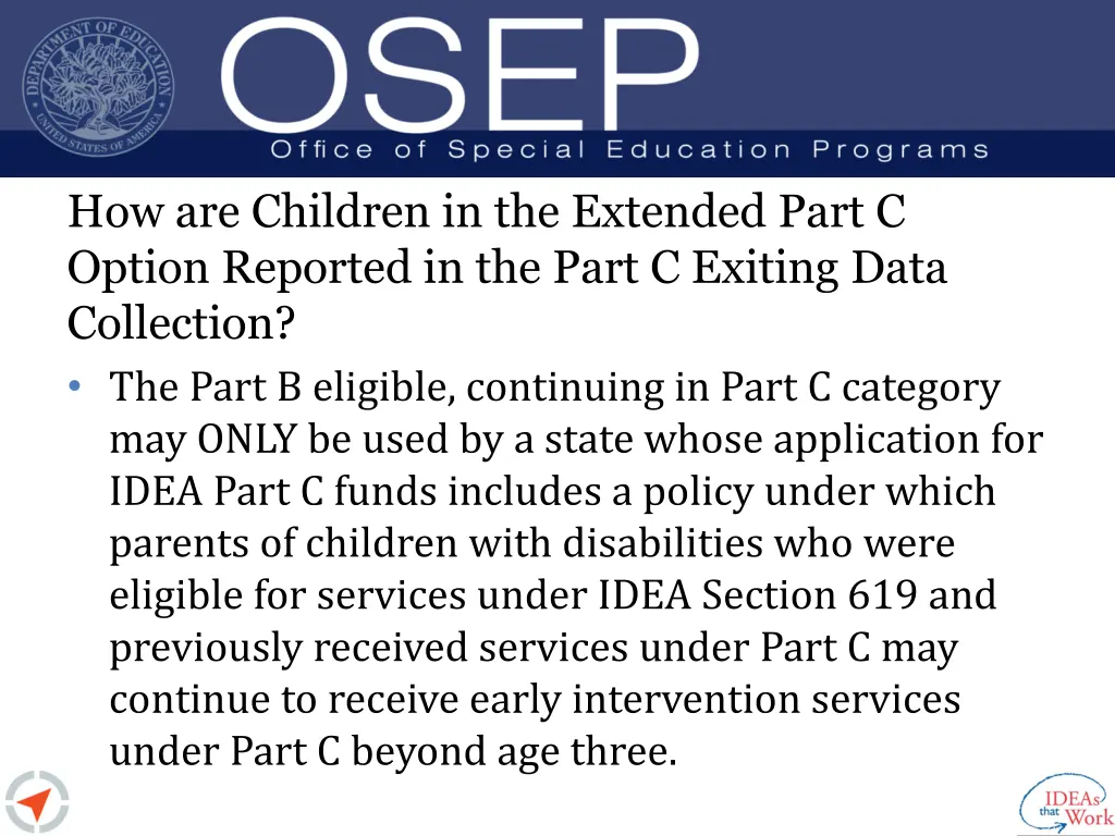 how are children in the extended part c option 1