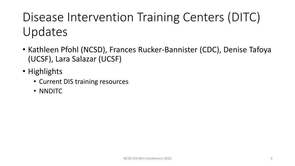 disease intervention training centers ditc updates