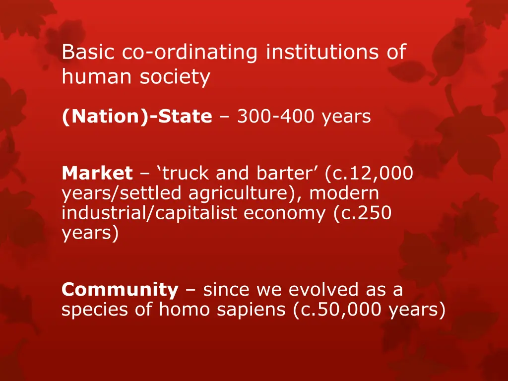 basic co ordinating institutions of human society