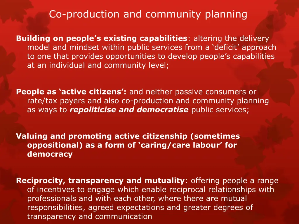 co production and community planning