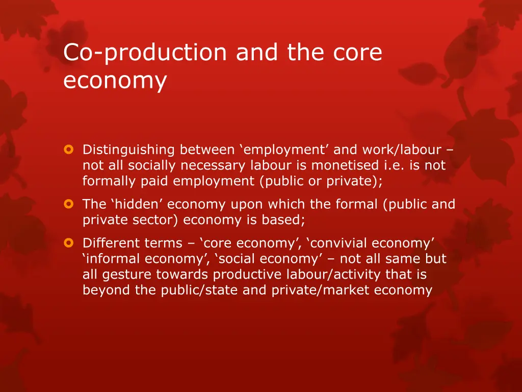 co production and the core economy