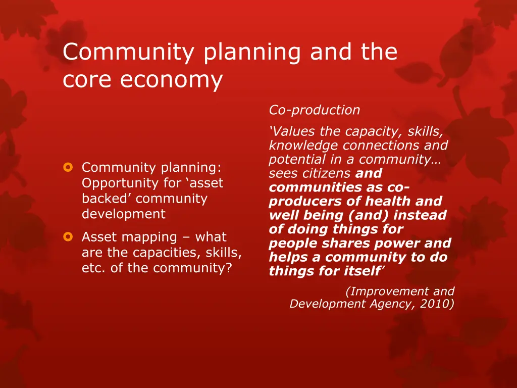 community planning and the core economy