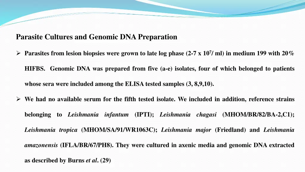 parasite cultures and genomic dna preparation