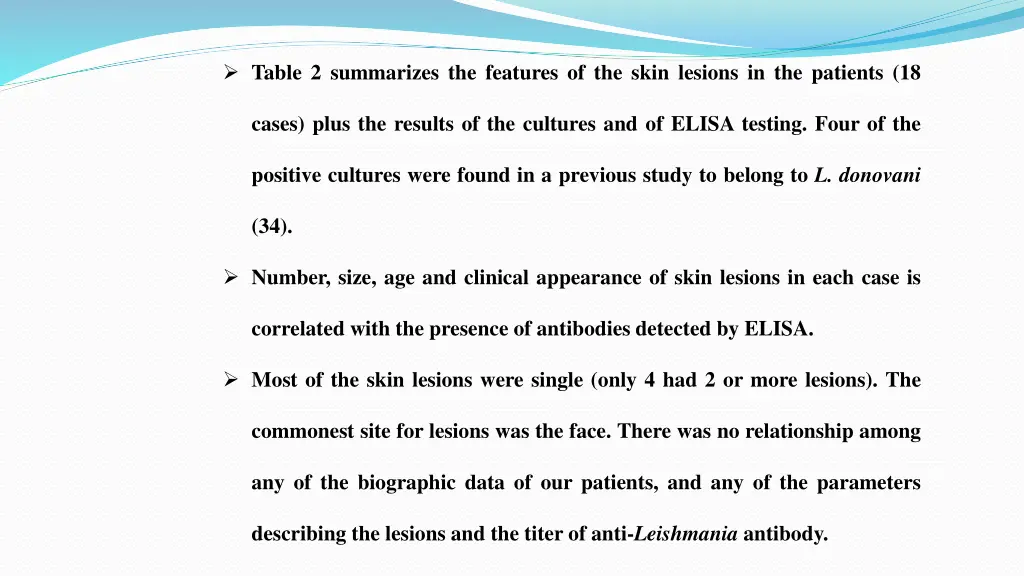 table 2 summarizes the features of the skin