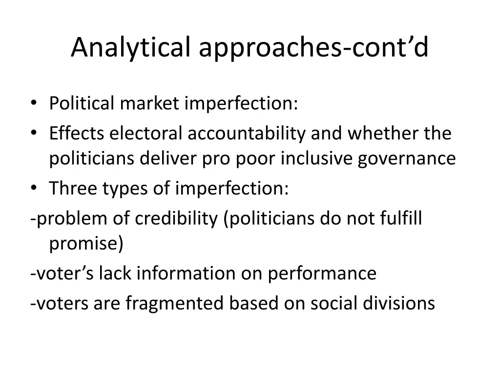 analytical approaches cont d