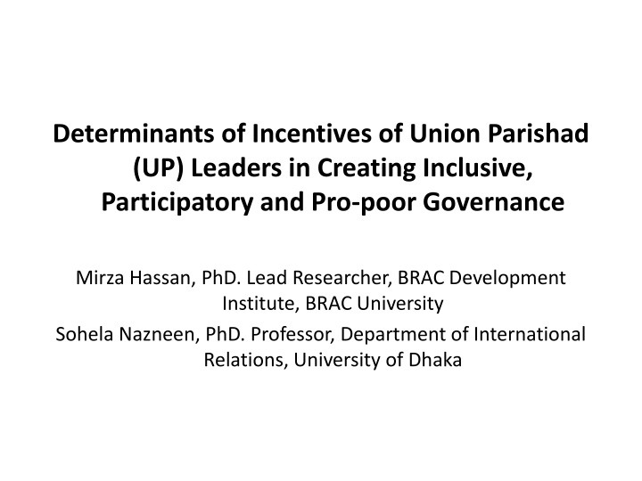 determinants of incentives of union parishad