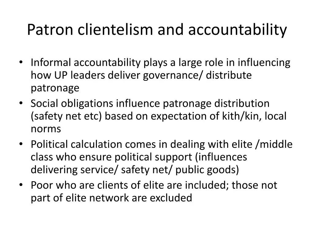 patron clientelism and accountability