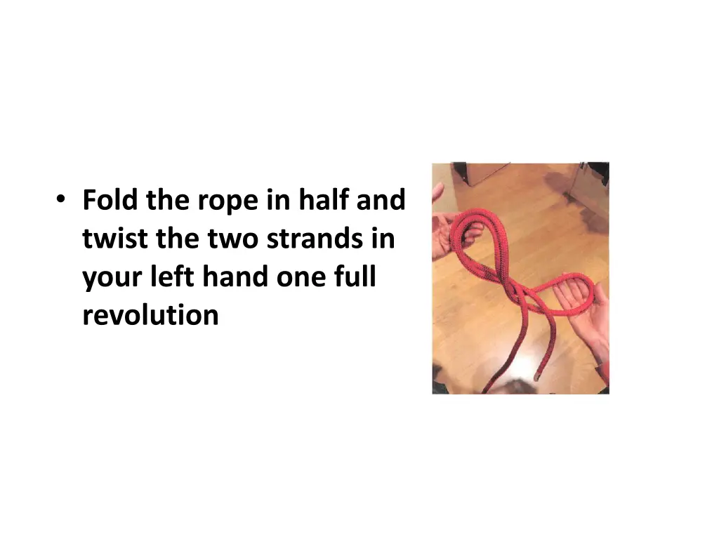 fold the rope in half and twist the two strands