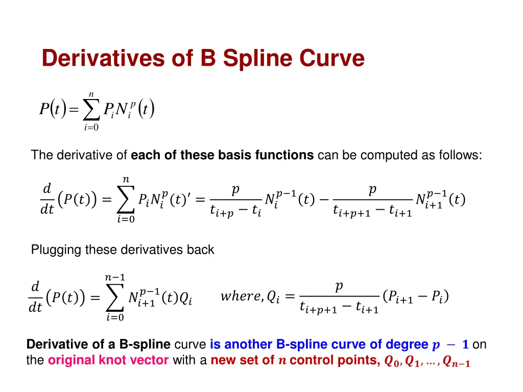 derivatives of b spline curve