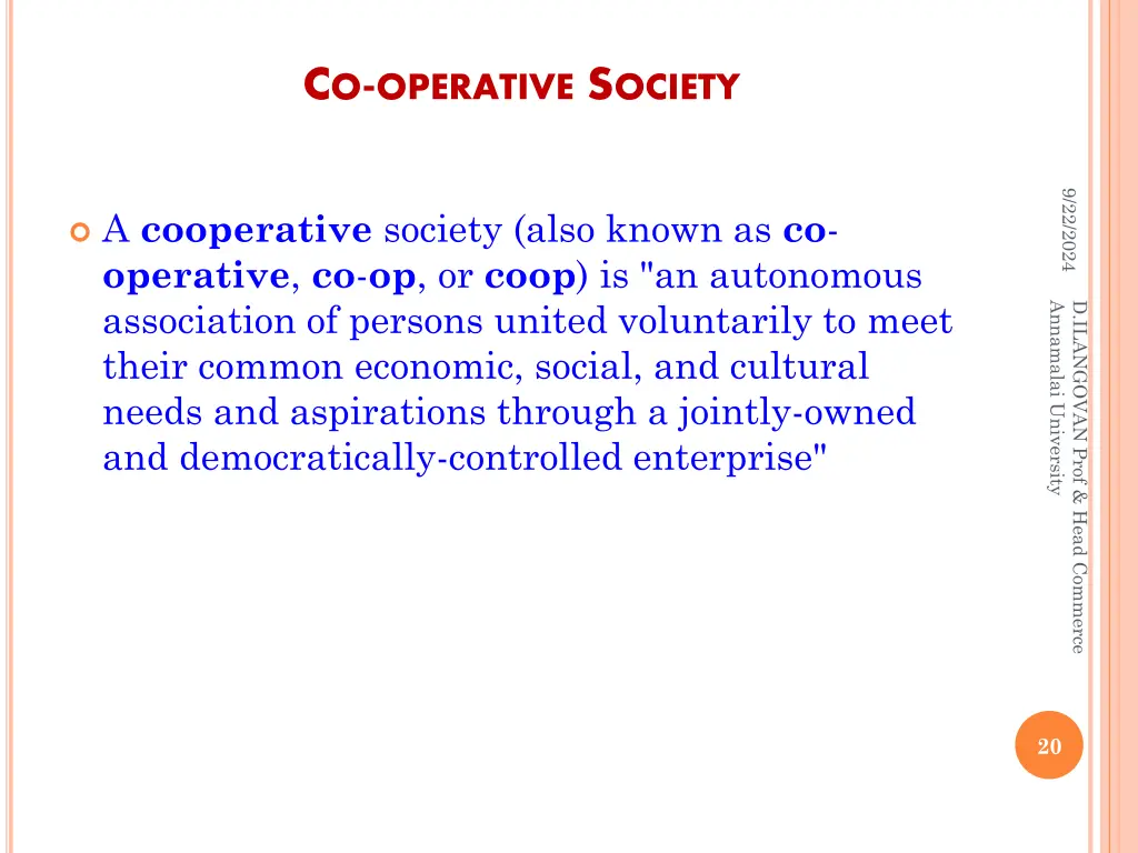 c o operative s ociety