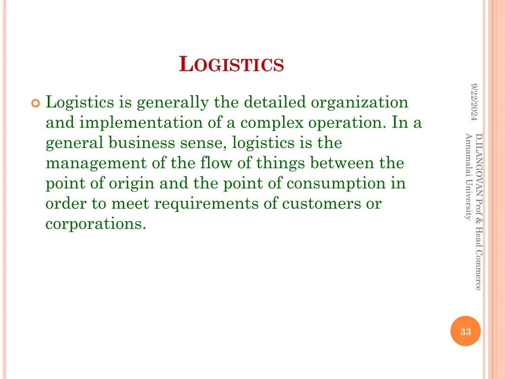 l ogistics