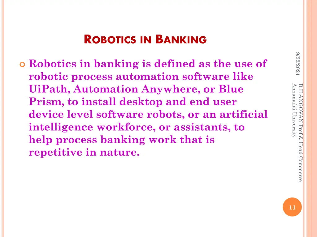 r obotics in b anking