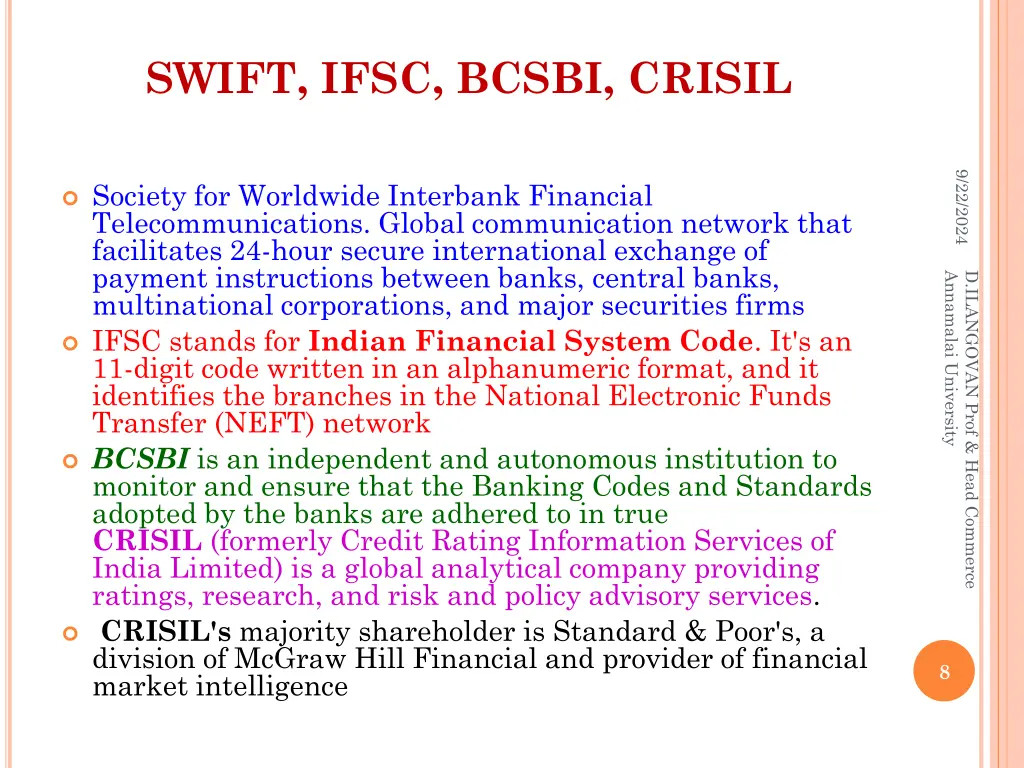 swift ifsc bcsbi crisil