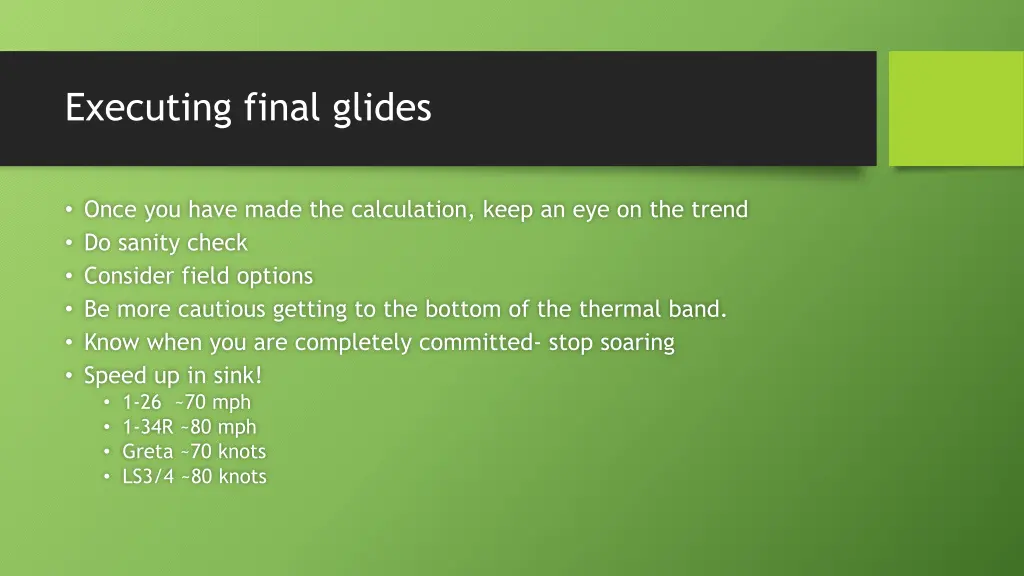 executing final glides