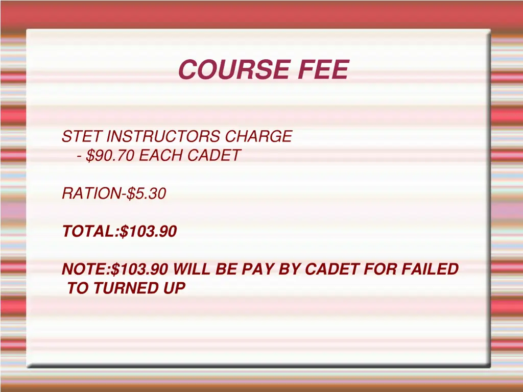 course fee