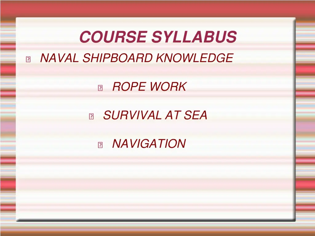 course syllabus naval shipboard knowledge