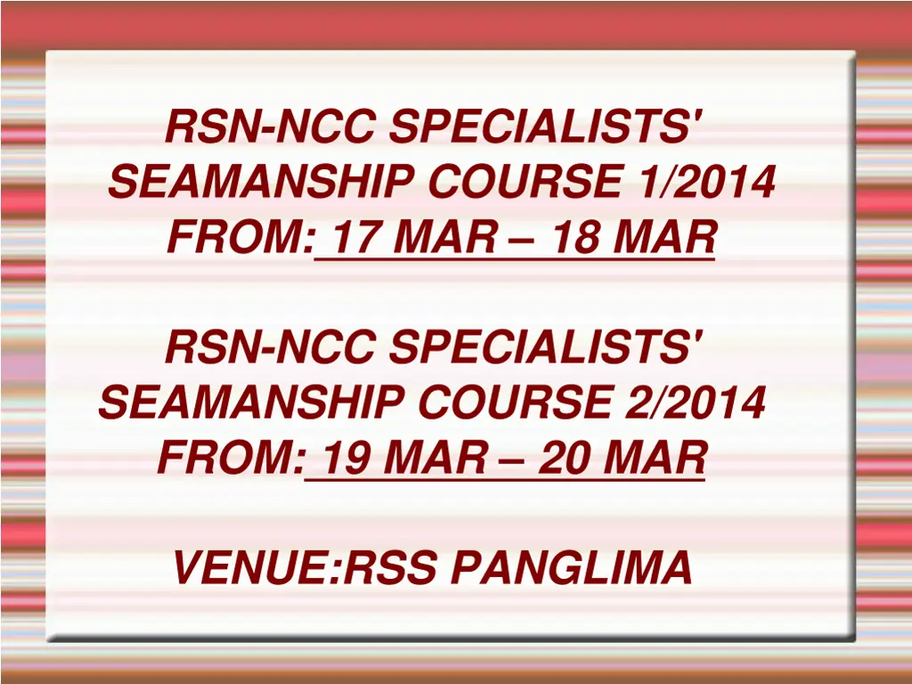 rsn ncc specialists seamanship course 1 2014 from