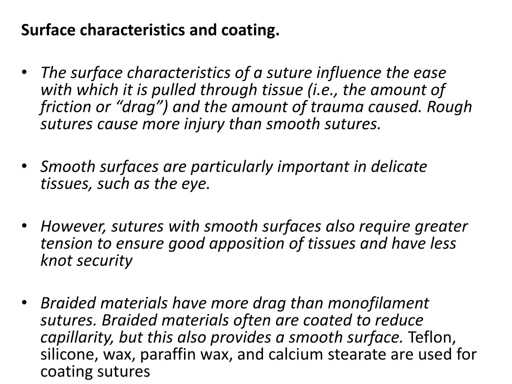 surface characteristics and coating