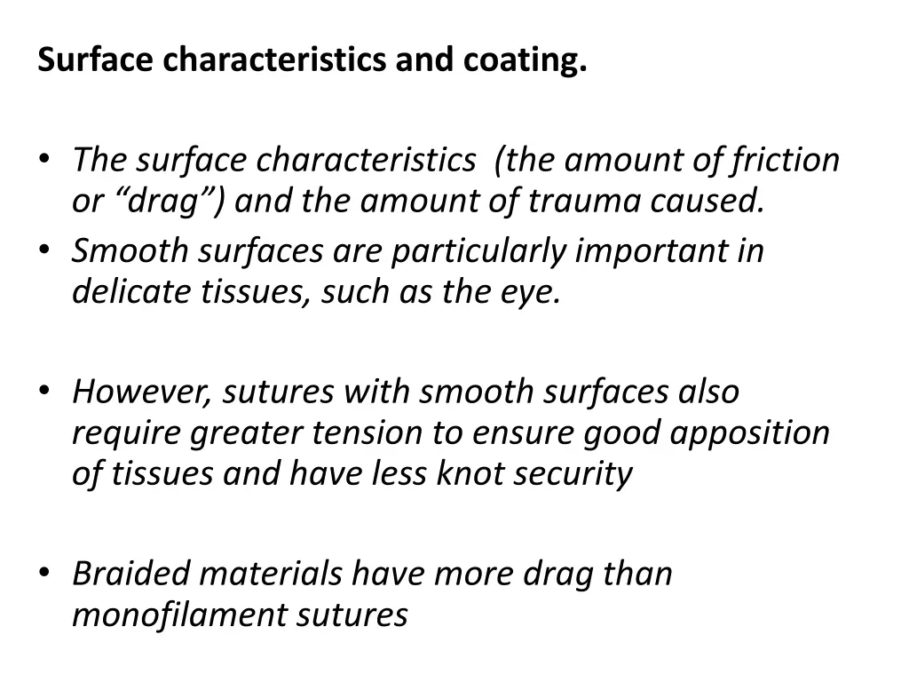 surface characteristics and coating