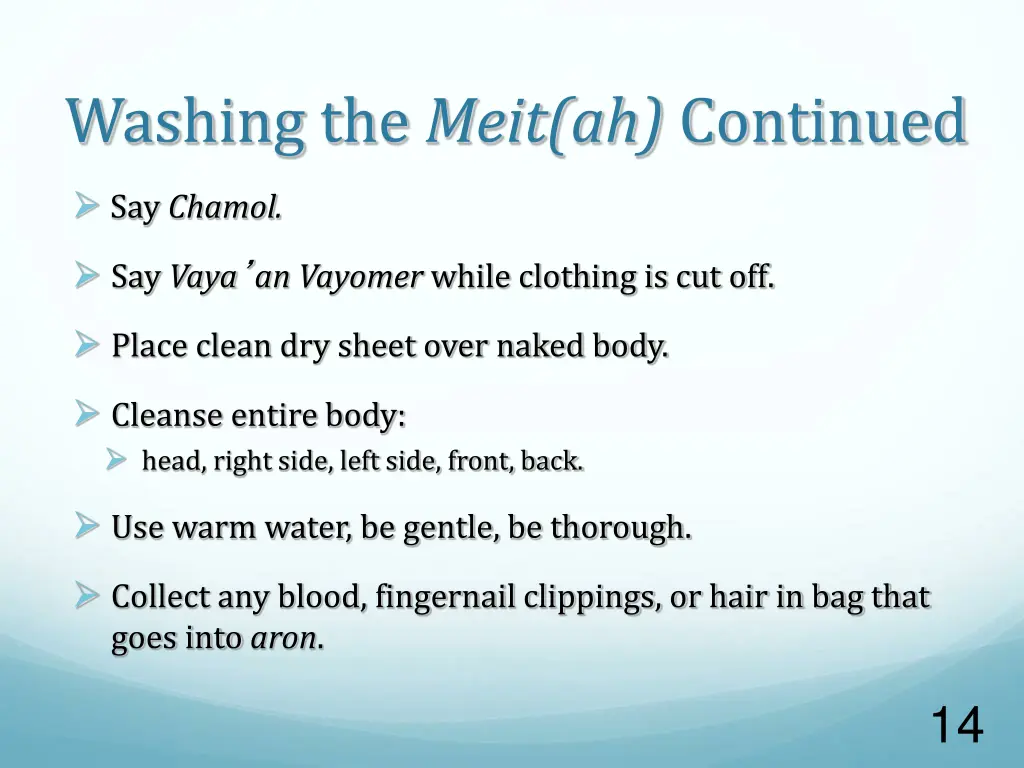 washing the meit ah continued