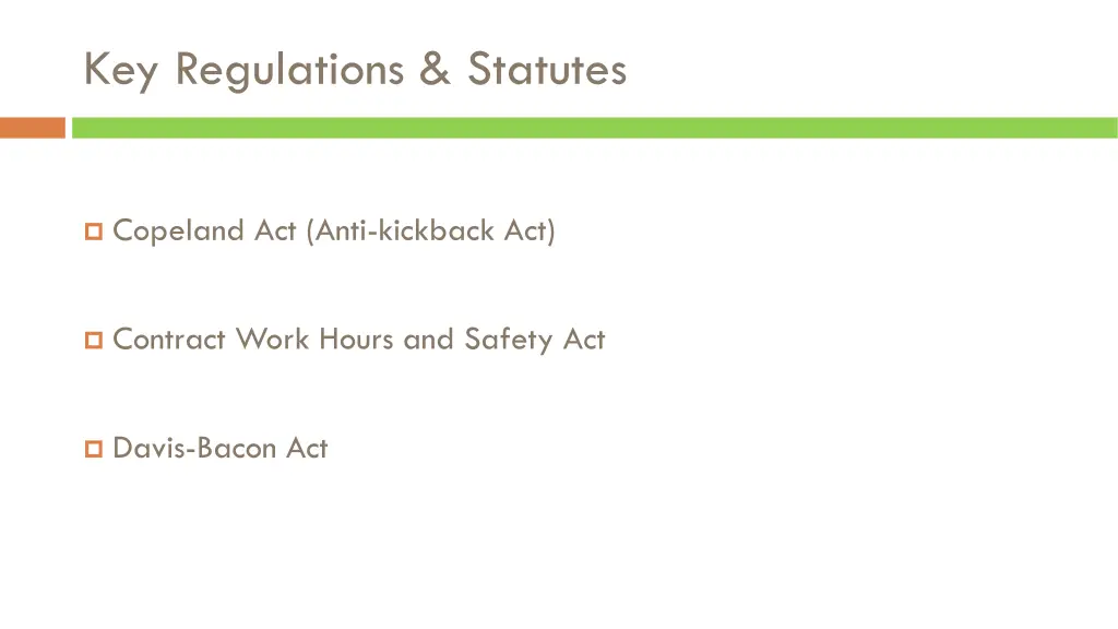 key regulations statutes