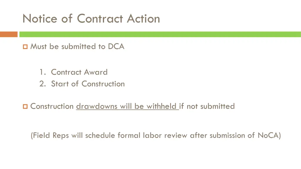 notice of contract action