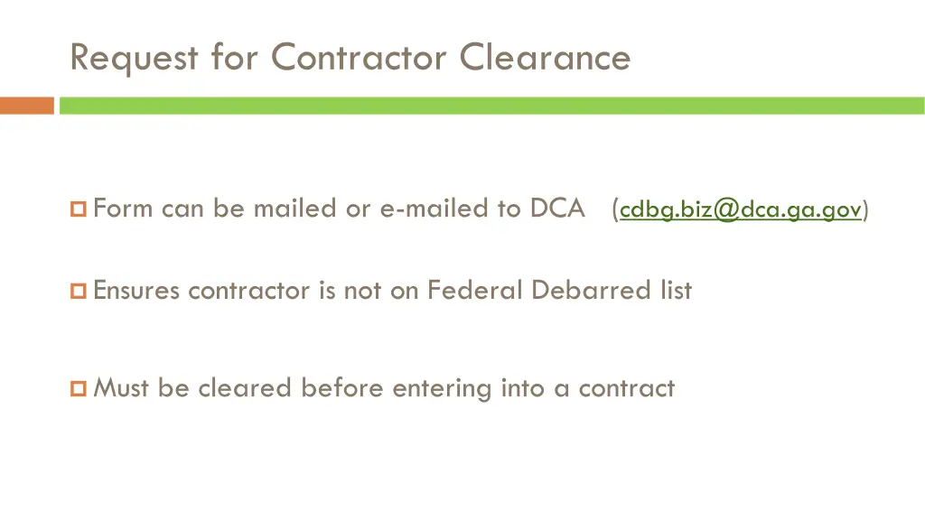 request for contractor clearance