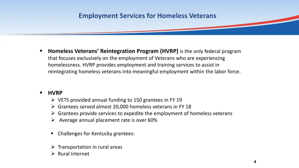 employment services for homeless veterans