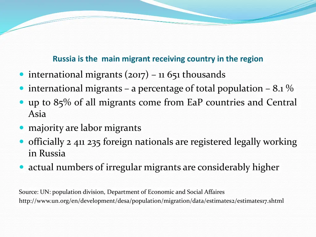 russia is the main migrant receiving country