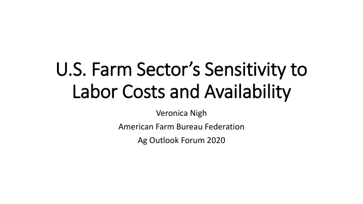 u s farm sector s sensitivity to u s farm sector