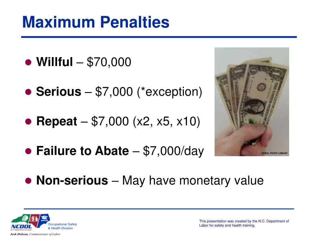 maximum penalties