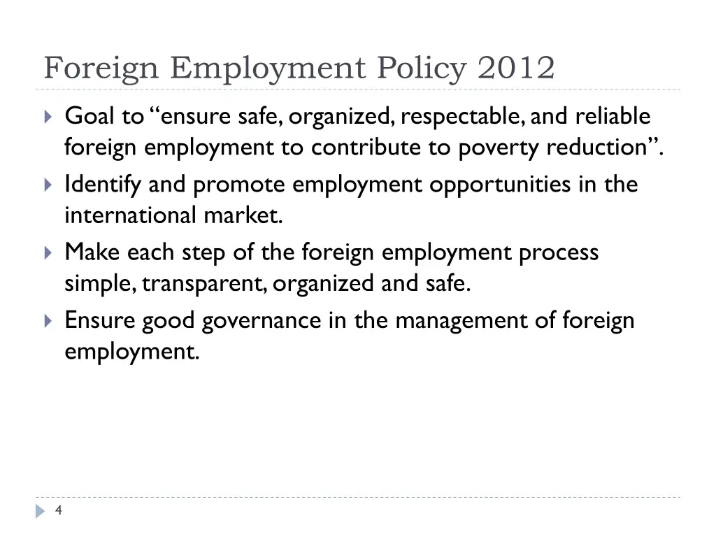 foreign employment policy 2012