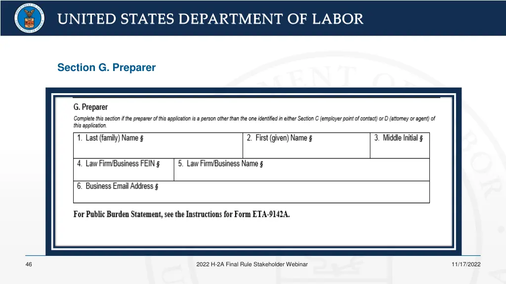 united states department of labor united states 42