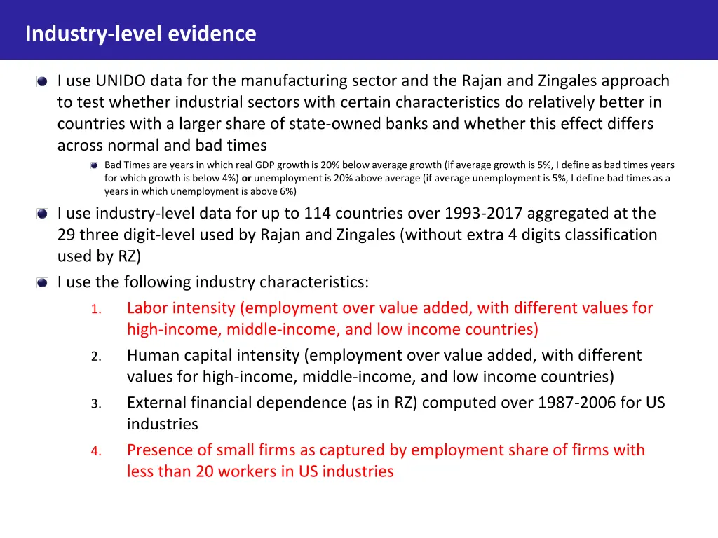 industry level evidence