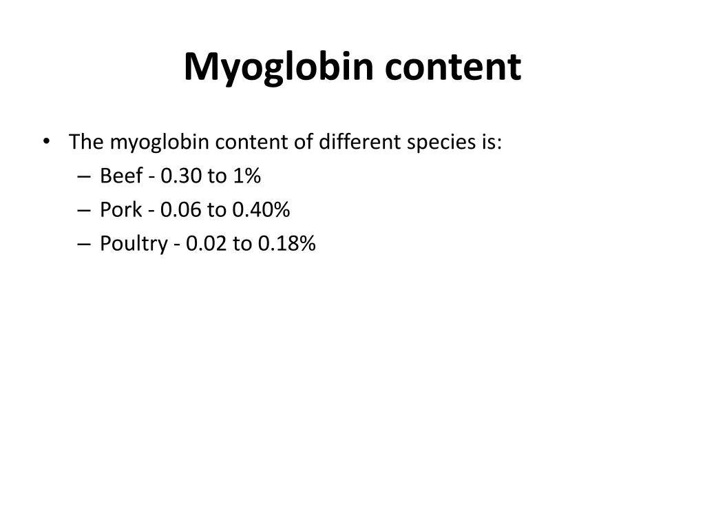 myoglobin content