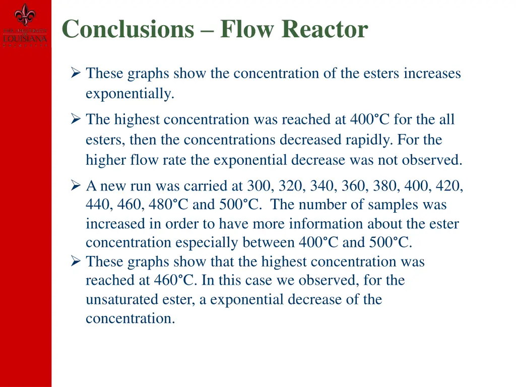 conclusions flow reactor